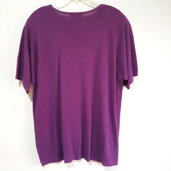 Lane Bryant Purple V-Neck Knit Top Women 18/20 Acrylic Short Sleeve Tunic NEW - Picture 4 of 5